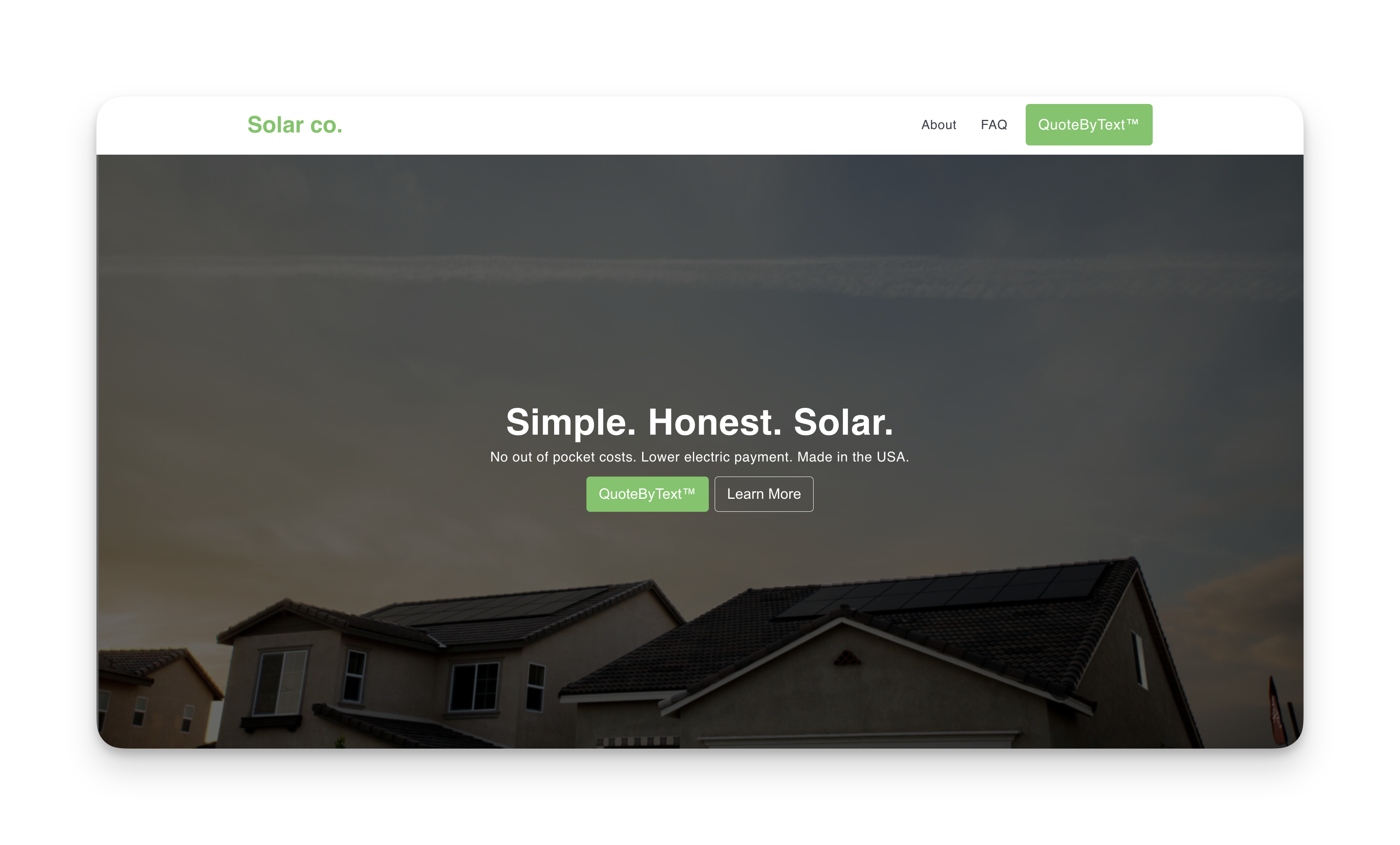 Solar co. landing page.